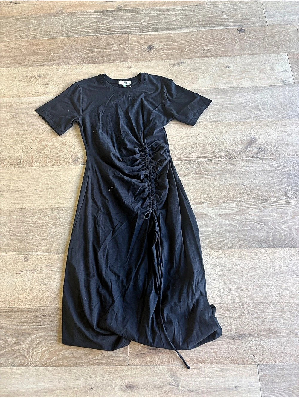daily practice Ruched Midi Dress in Black Size Medium NWT